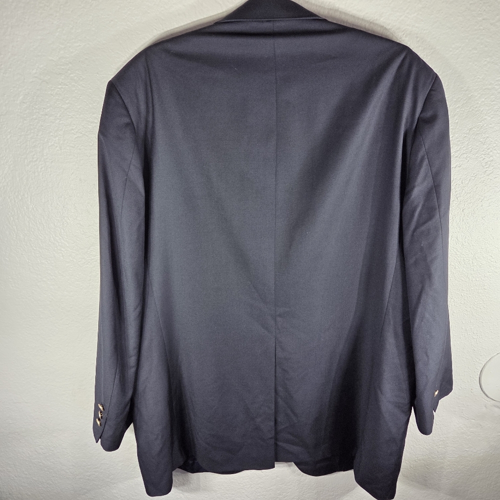 H. Freeman & Son 42 Navy Blue Sport Coat Blazer Jacket Solid 100% Wool - Picture 2 of 16